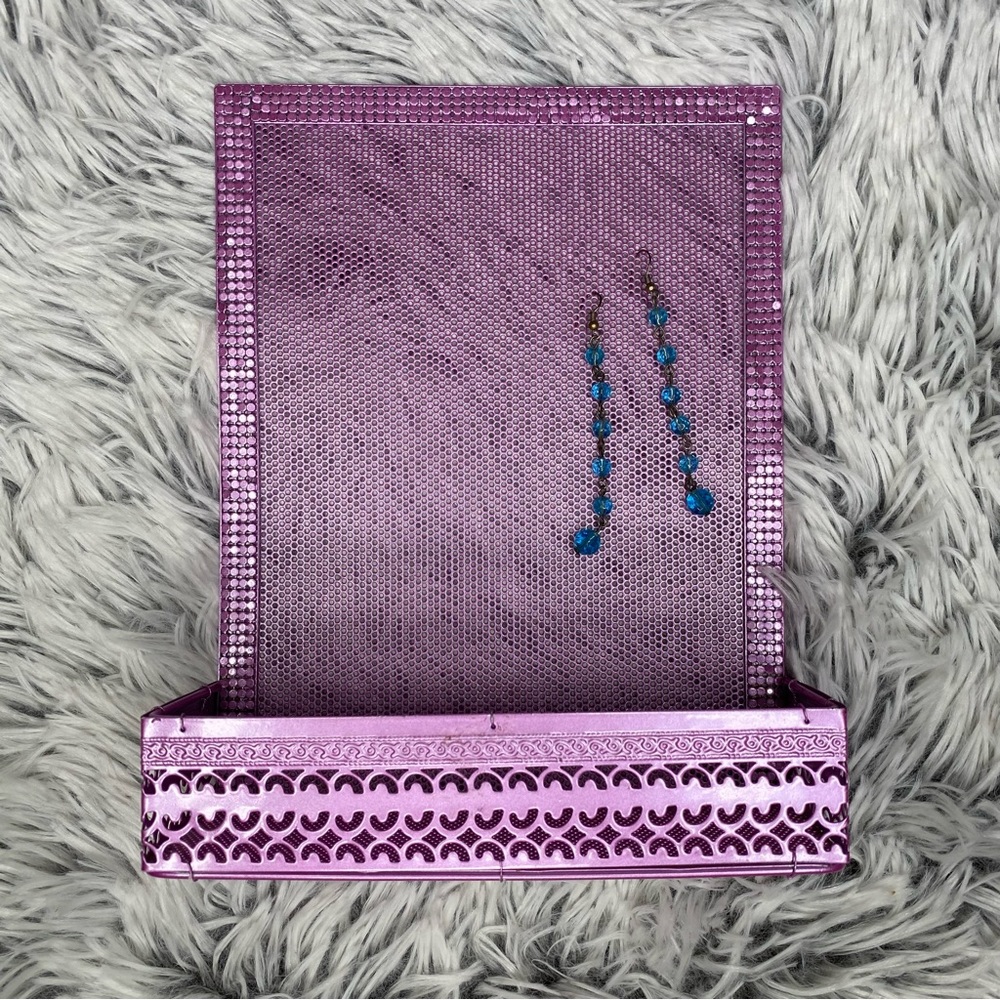 Vintage 90’s Purple Metal Earring Jewelry Organizer